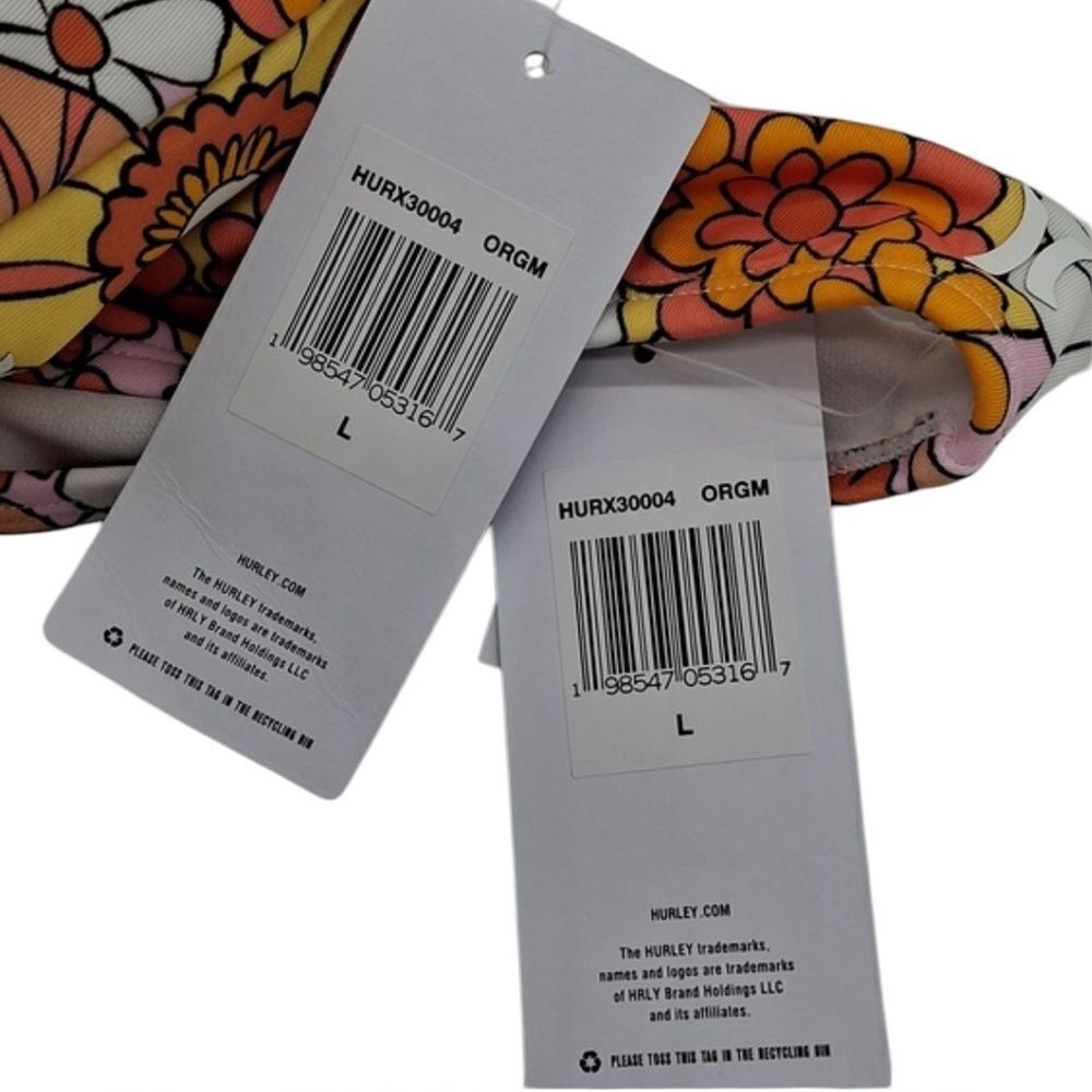 Hurley‎ Floral Print Ruffle Top Bikini 2pc Set Orange size L New with tags! - Picture 7 of 7